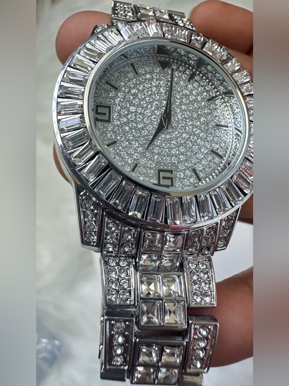Silver Crystal-Embellished Women’s Bracelet Watch